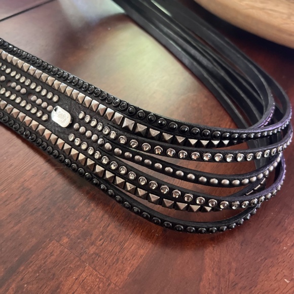 Kippy Black Leather Studded Hip Belt size 34